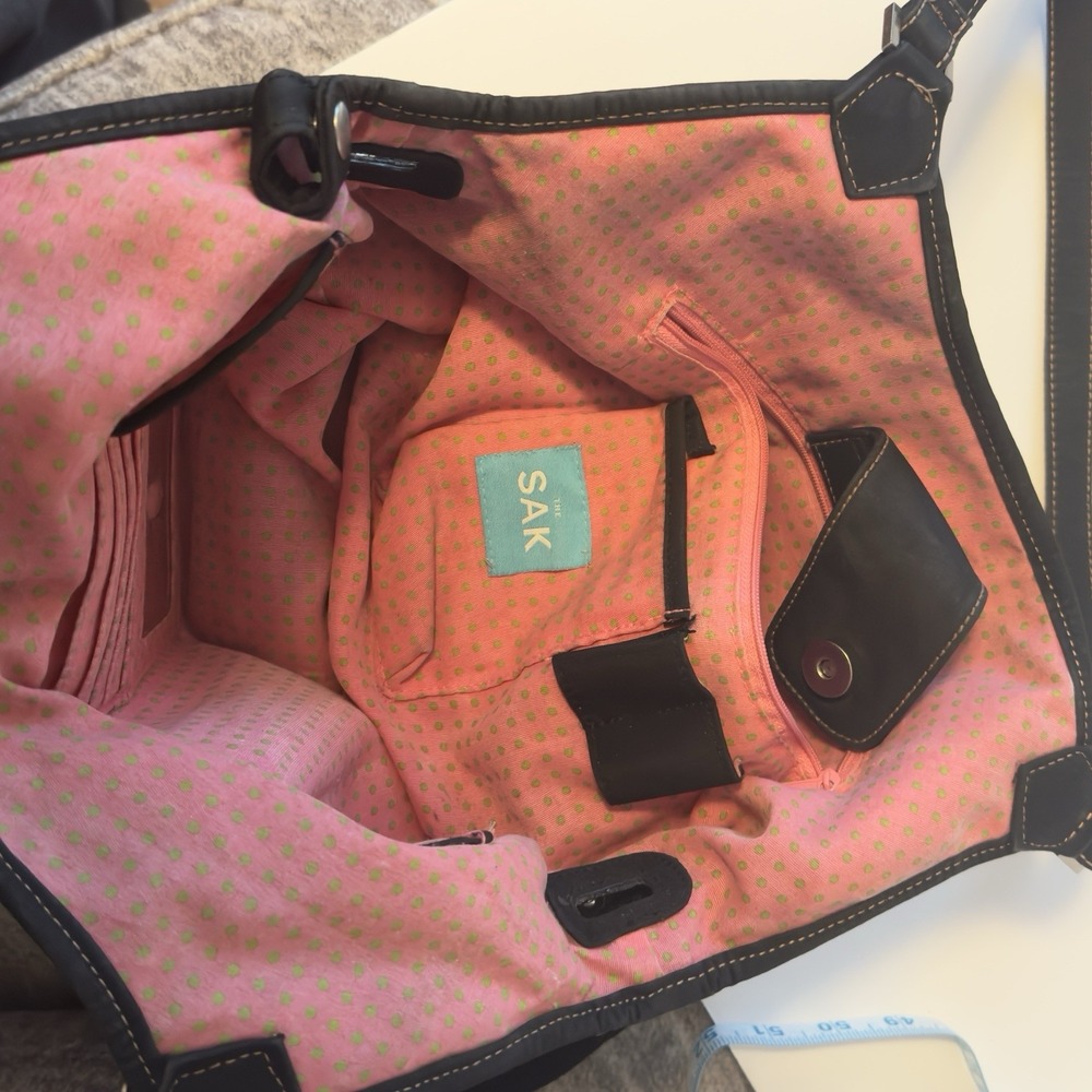 The‎ Sak Crochet Black Hobo Shoulder Bag Everyday Work Casual Wear - Picture 7 of 9
